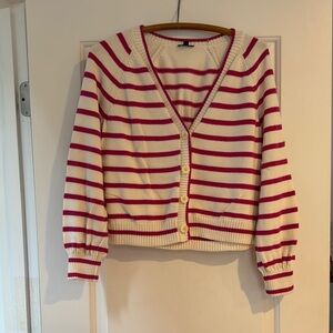 Talbots Red Cardigan Sweater with Soft Knit and Classic Design